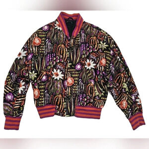 Vintage Bogner Women's Sz 12 R Lightweight Cacti Print Bomber Style Jacket READ